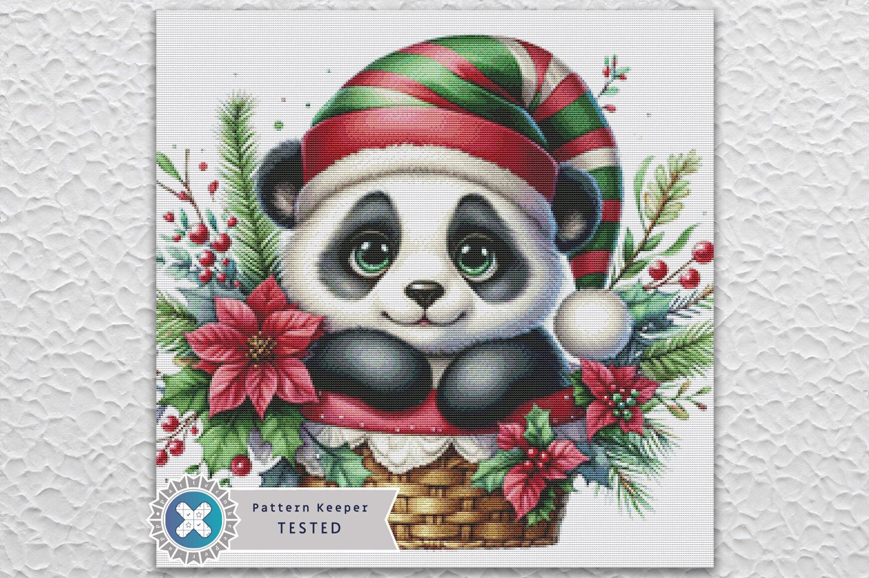 Christmas Panda Elf Cross Stitch Pattern