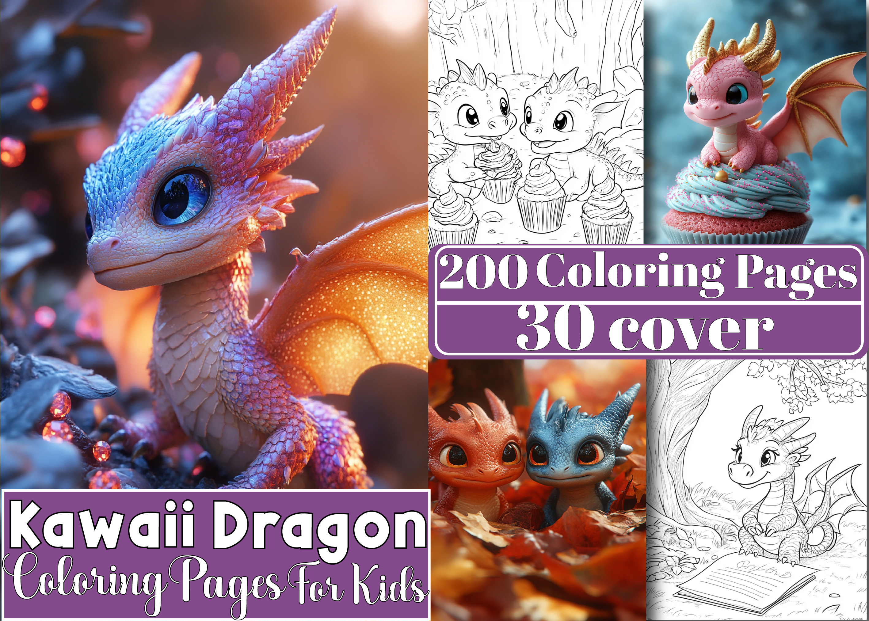 Cute Kawaii Dragon Coloring Book for Kid Graphic by Design Home ...