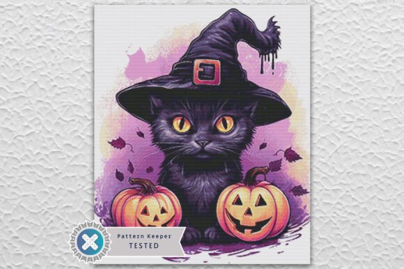 Halloween Cat Cross Stitch Pattern PDF