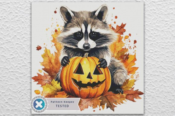 Halloween Raccoon Cross Stitch Pattern