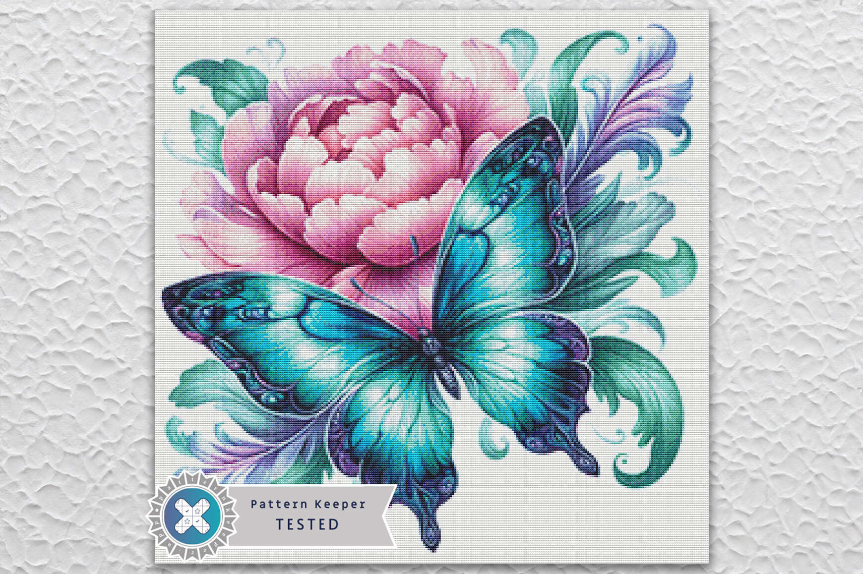 Peony Butterfly Cross Stitch Pattern PDF