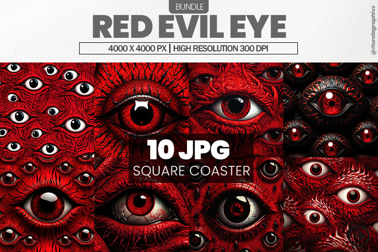 Evil Red Graphics Red Evil Eye Square Coaster Bundle Graphic by Hurairagraphics ...