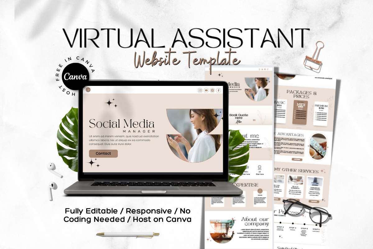 Website Template for Virtual Assistant Graphic by Dan Ste · Creative ...
