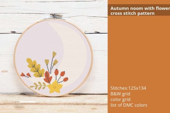 Autumn Noom with Flower Cross Stitch