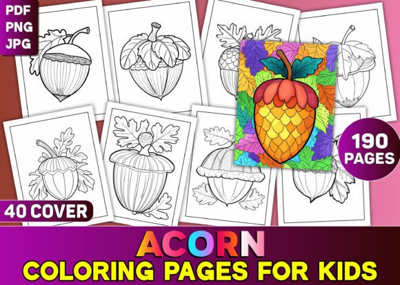 Cute Acorn Coloring Book for Kids