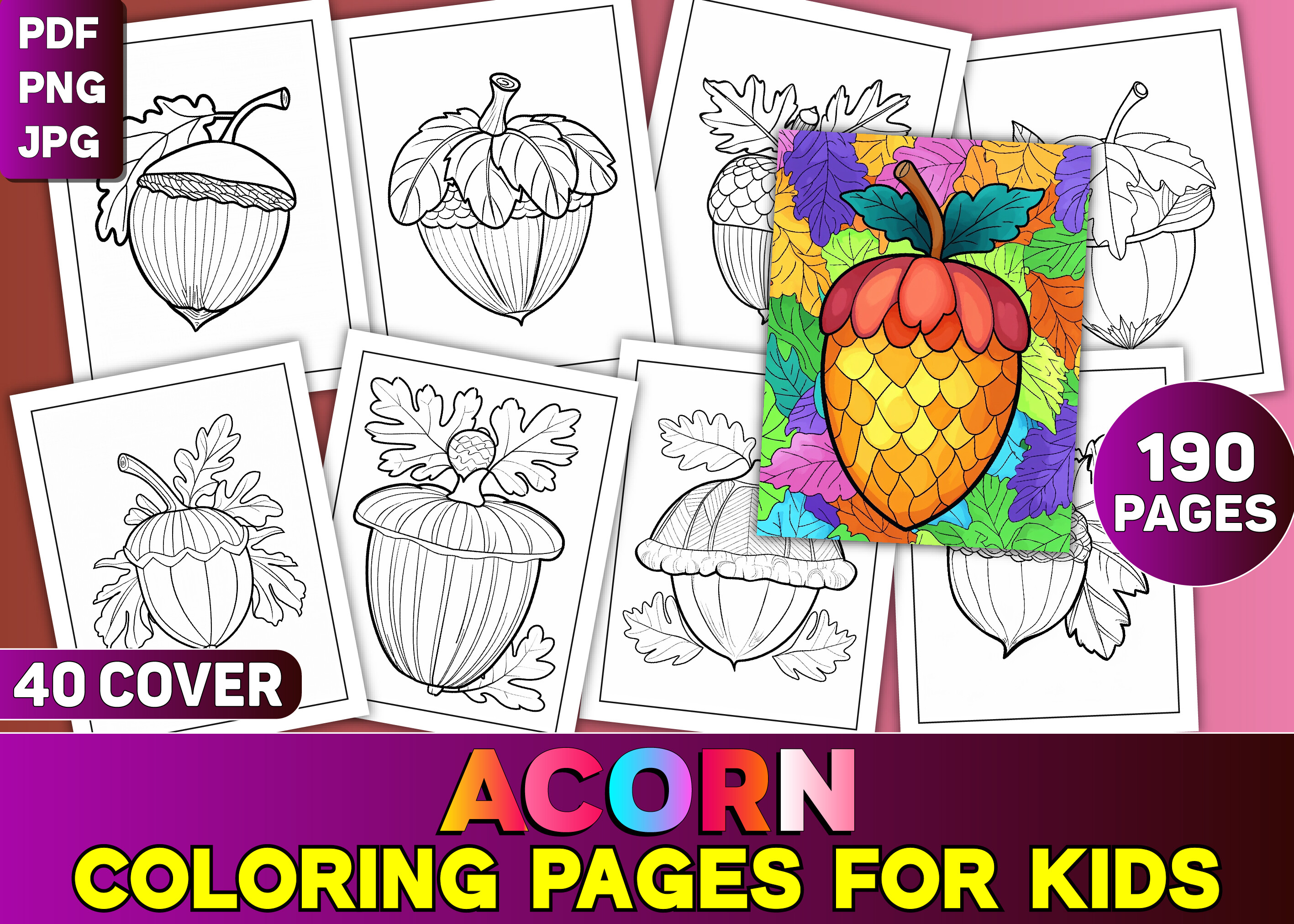 Cute Acorn Coloring Book for Kids