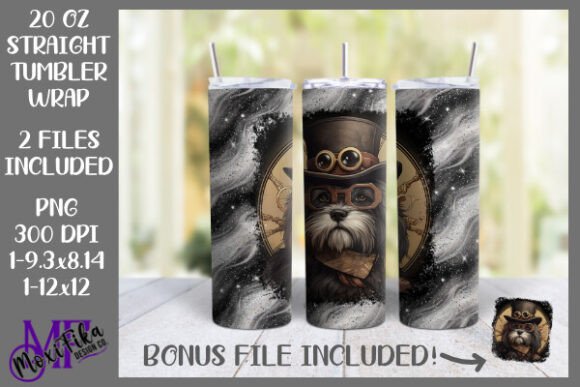 steampunk shih tzu tumbler wrap png 20oz skinny sublimation unique breed artistic design