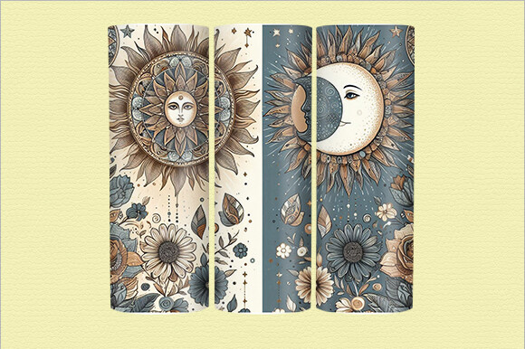 Sun and Moon Boho Tumbler Graphic by Journey with Craft · Creative Fabrica