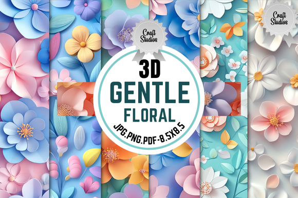 3D Gentle Floral Digital Paper Graphic by Craft Studios · Creative Fabrica
