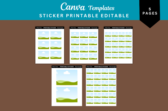 5 Rectangle Sticker Printable Templates Graphic by FolieDesign ...