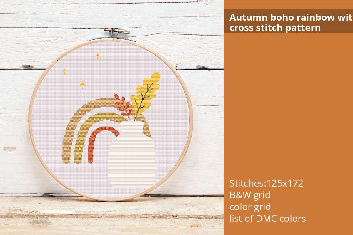Autumn Boho Rainbow with Vase