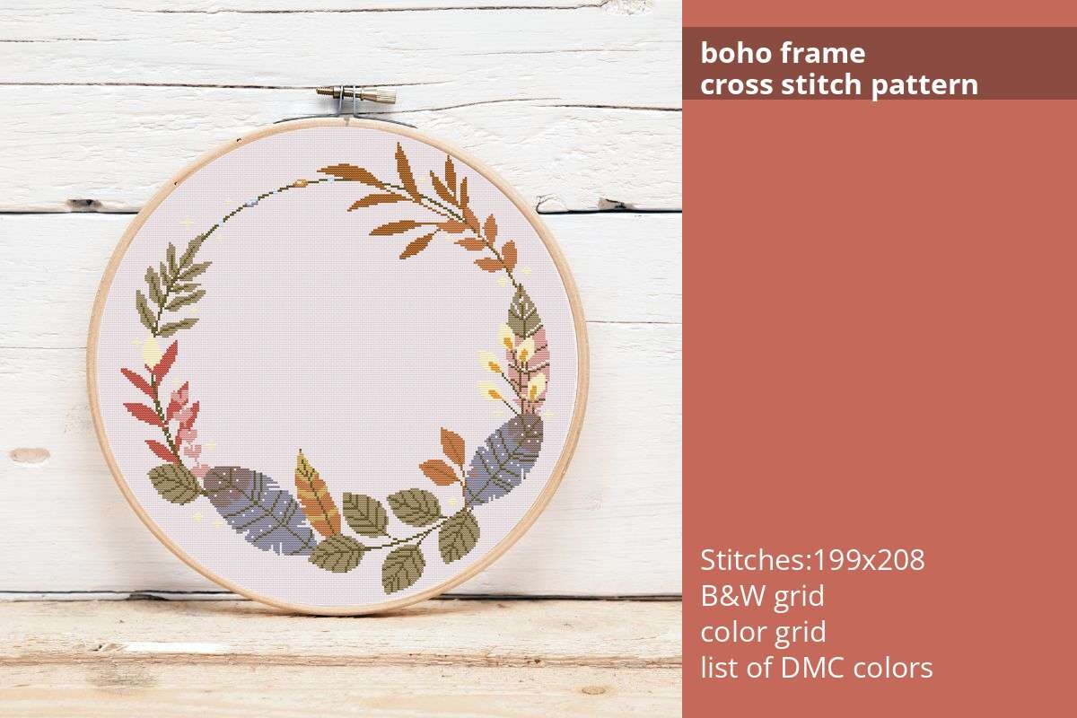 Boho Frame Cross Stitch Pattern