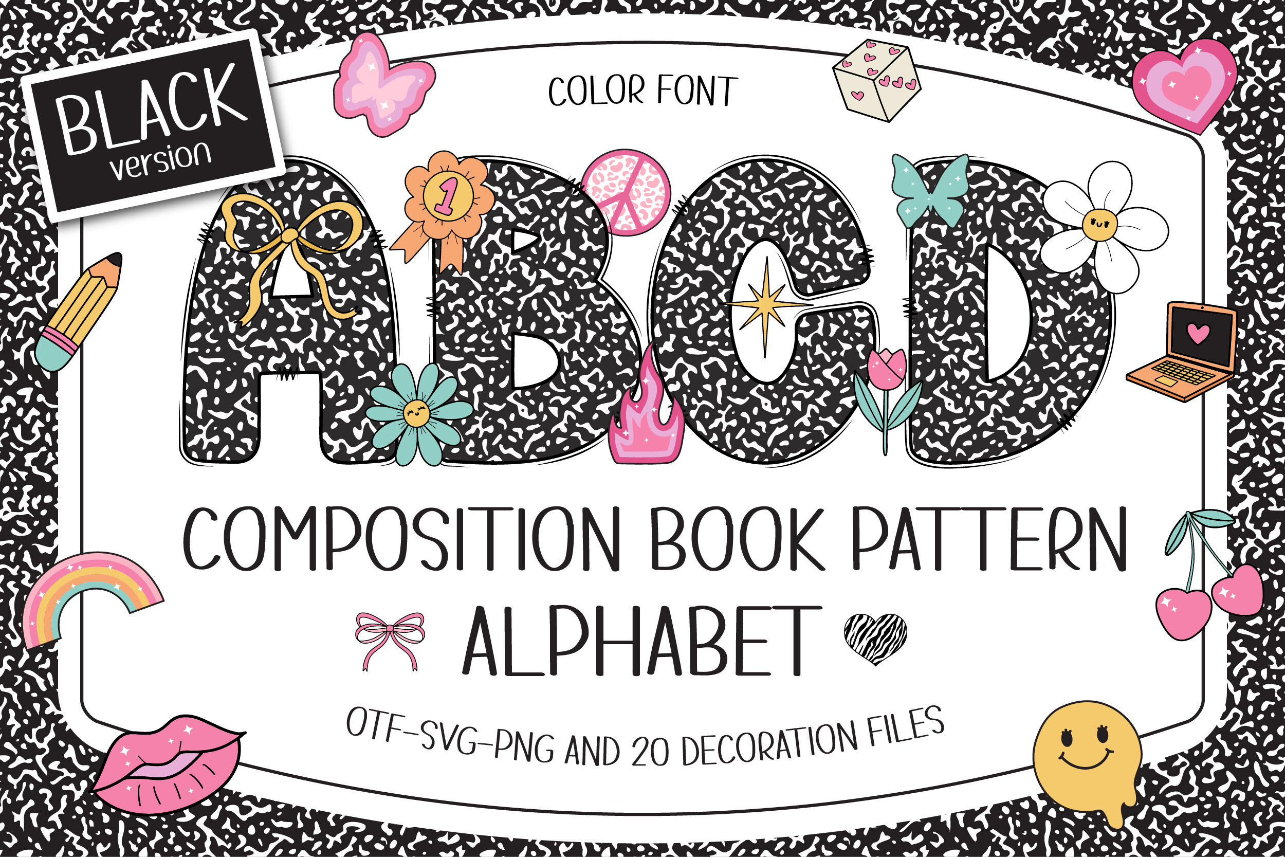 Composition Book Pattern Font by Issie_Studio · Creative Fabrica