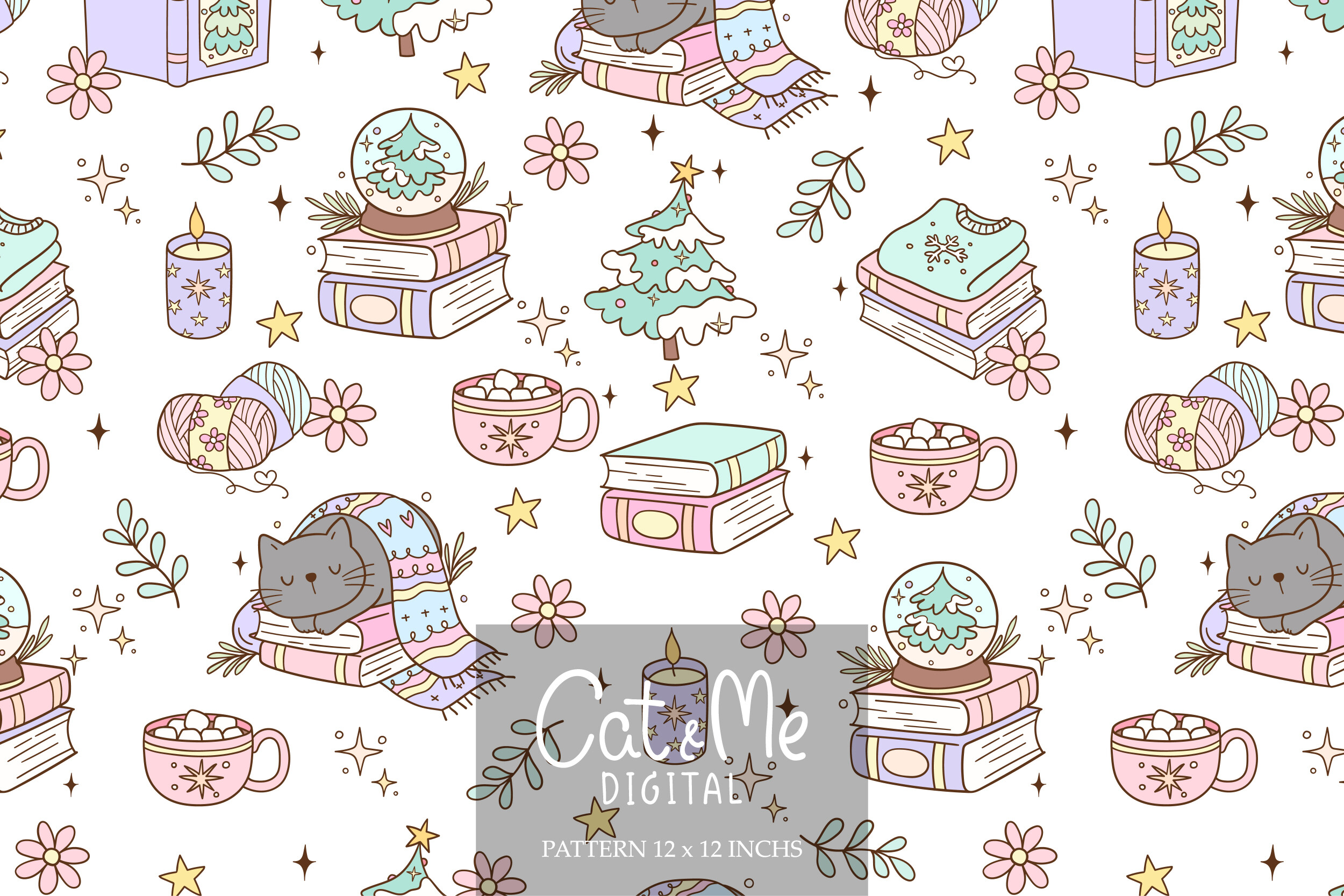 Bookish Graphiv Doodle Bookish Seamless Pattern Graphic by CatAndMe · Creative Fabrica