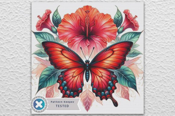 Hibiscus Butterfly Cross Stitch Pattern