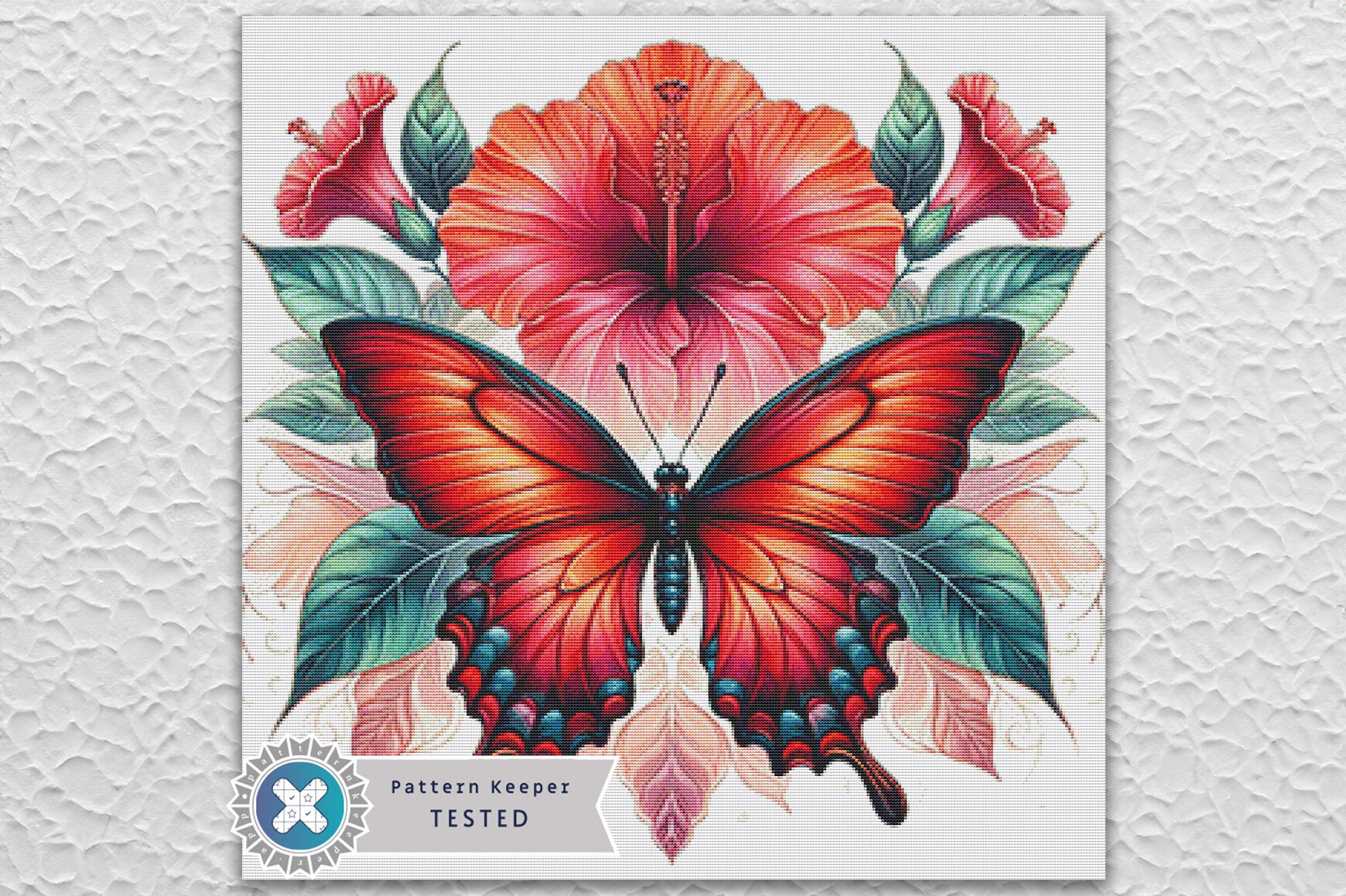 Hibiscus Butterfly Cross Stitch Pattern
