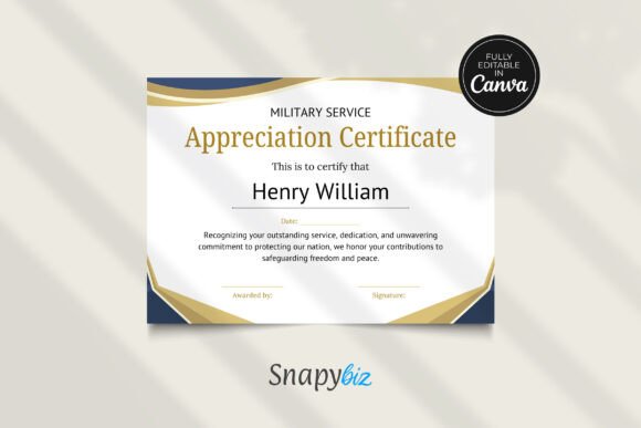Military Appreciation Canva Certificate