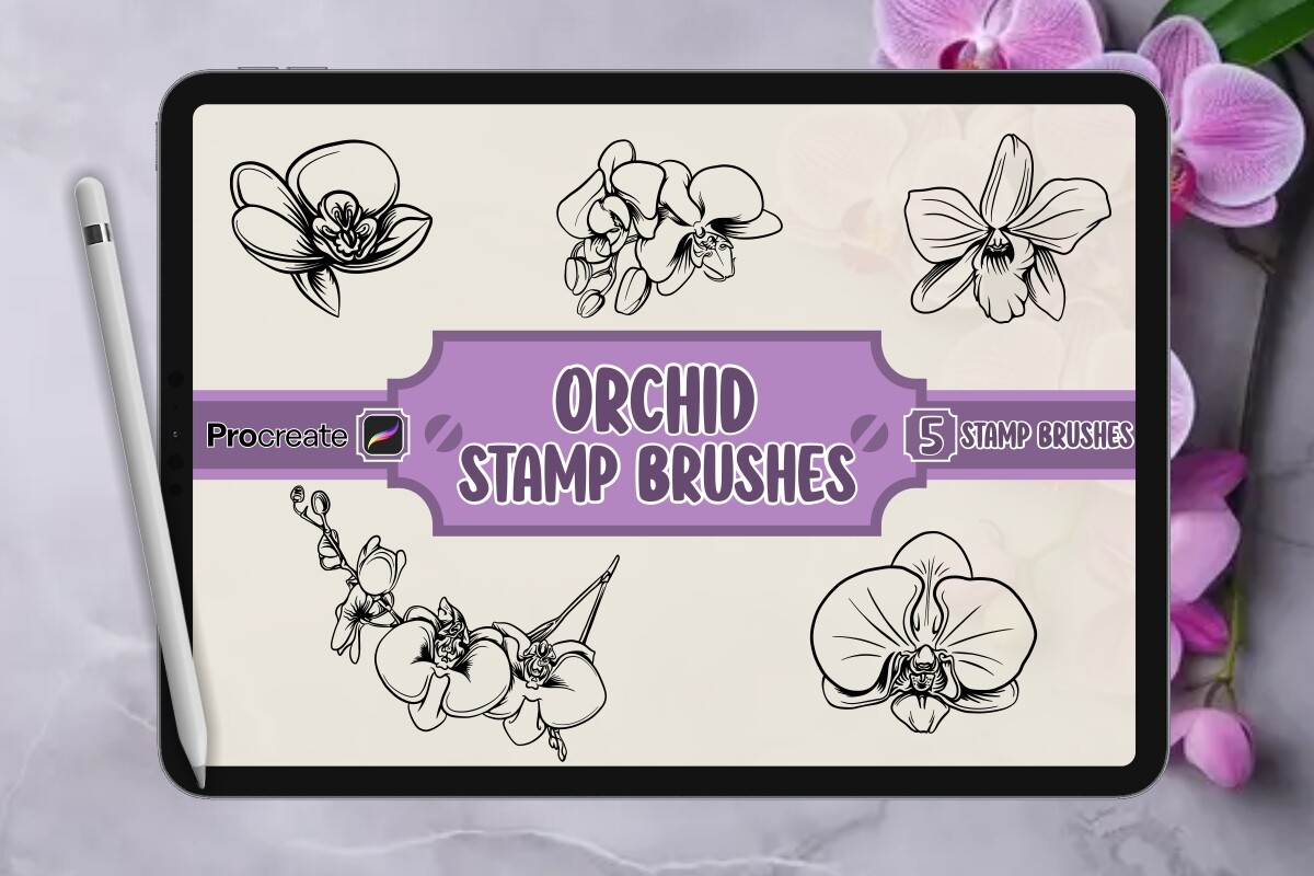 Orchid Brush Stamp Set for Procreate Graphic by vect studio · Creative ...