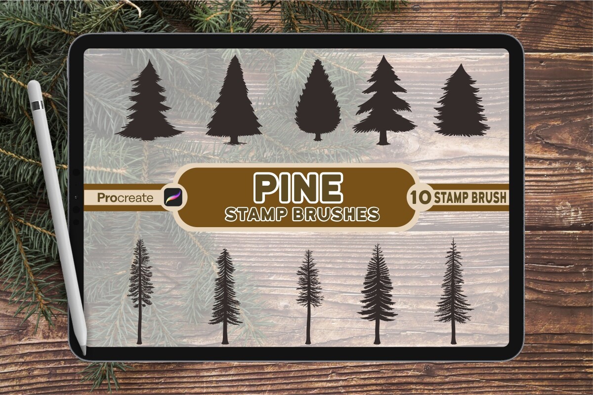 Pine Brush Stamp Set for Procreate Graphic by vect studio · Creative ...