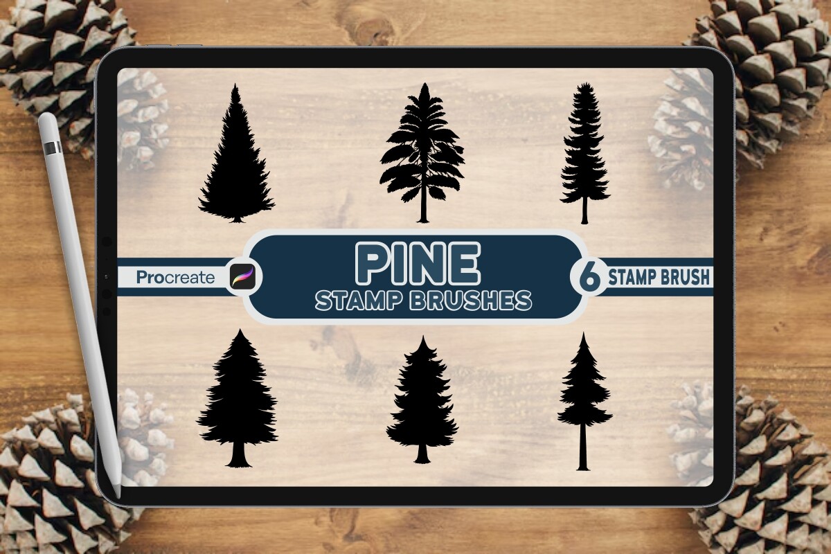 Pine Brush Stamp Set for Procreate Graphic by vect studio · Creative ...