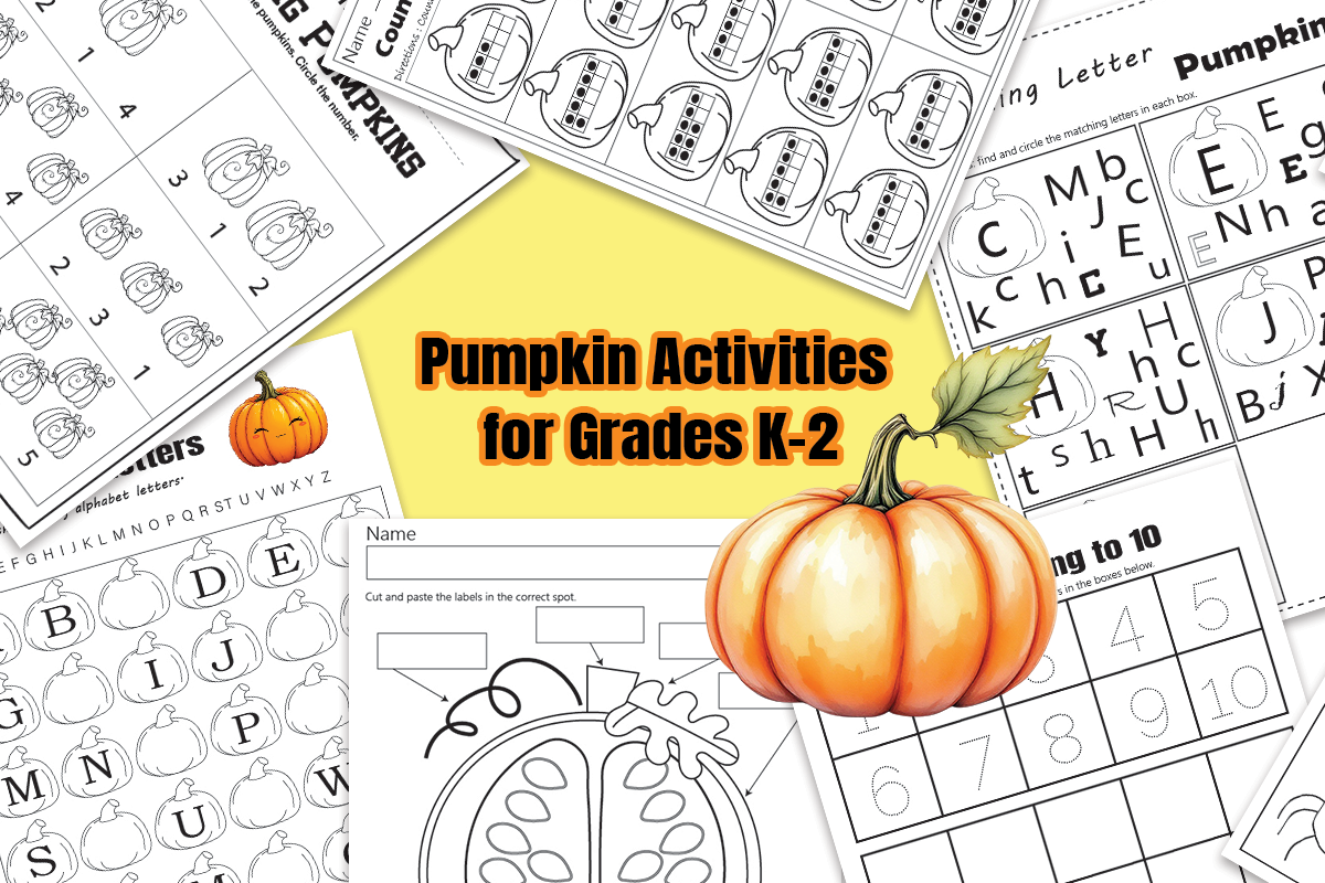 Pumpkin Math and Alphabet Activity Sheet