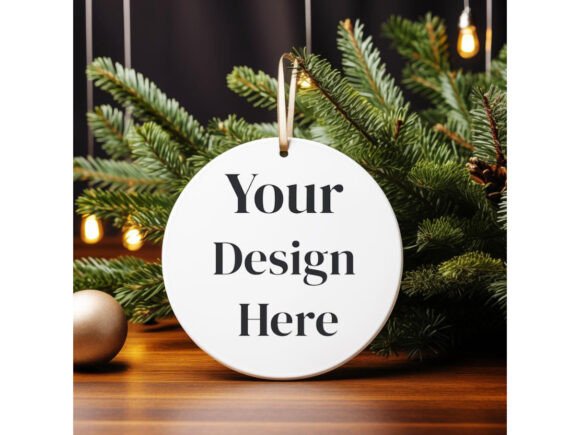 Round Christmas Ornament Mockup PSD