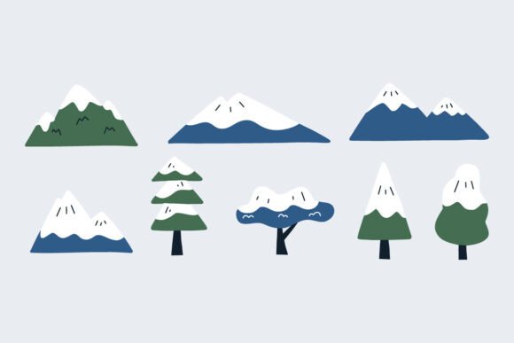 Snow Capped Mountains and Winter Forest