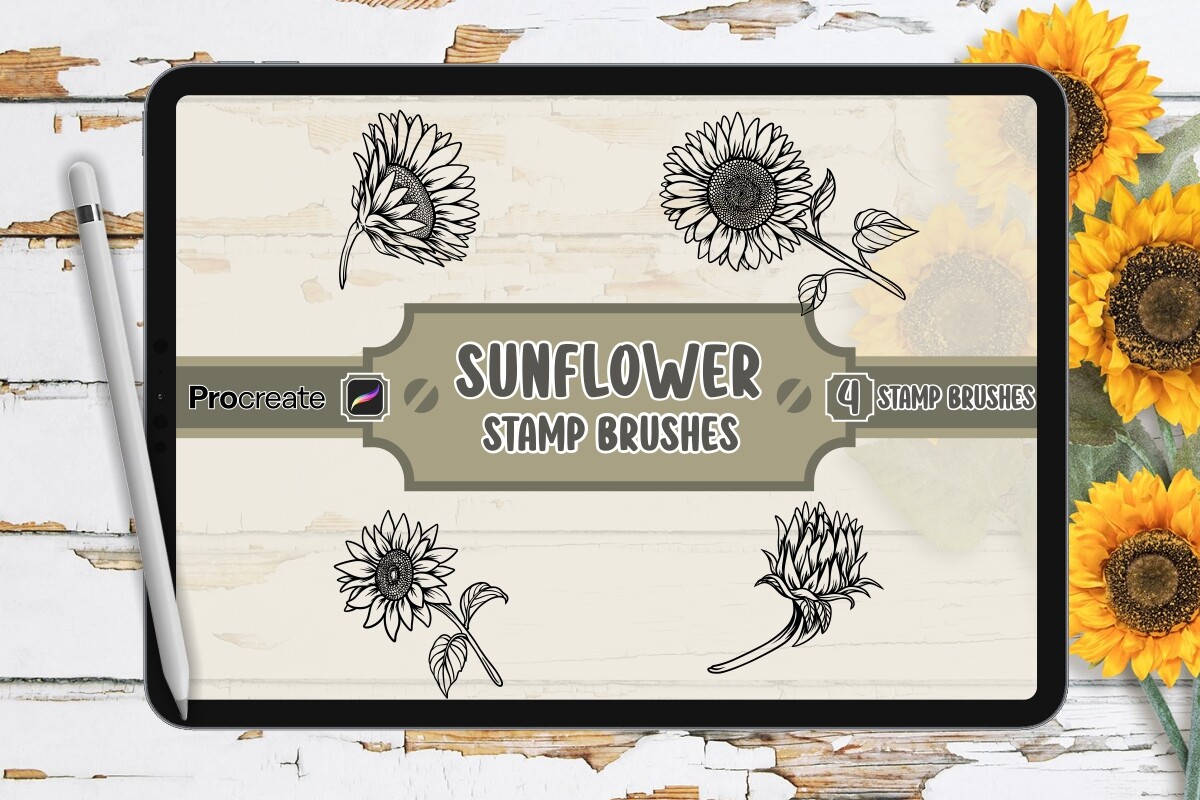 Sunflower Brush Stamp Set for Procreate Graphic by vect studio ...