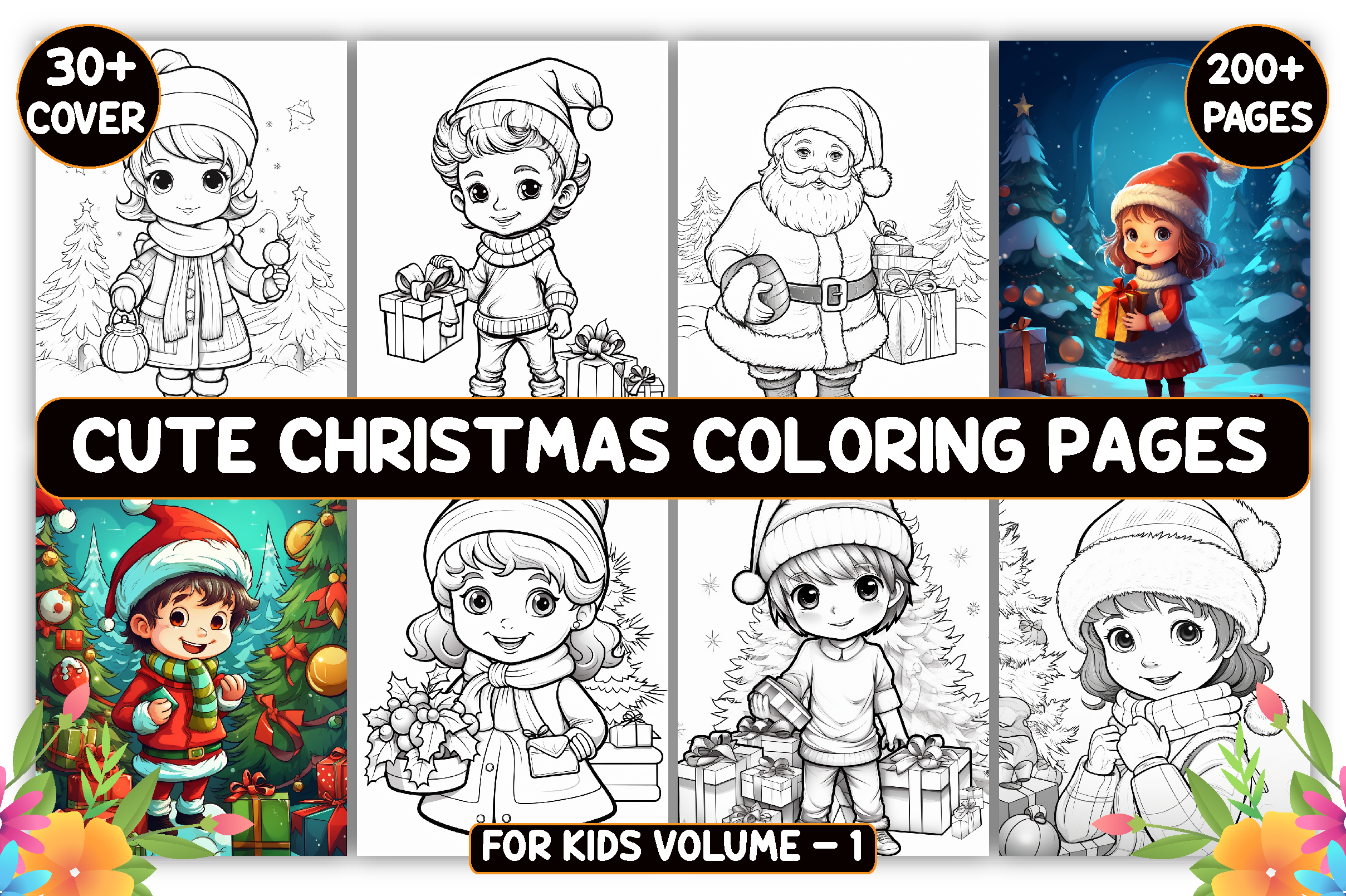 200 Cute Christmas Coloring Page Graphic by Musera Design · Creative ...