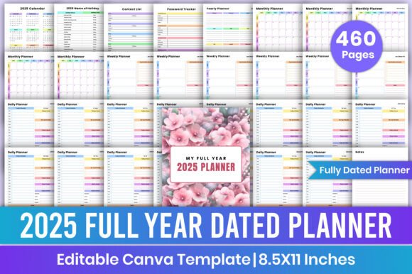2025 Full Year Dated Planner Canva Kdp