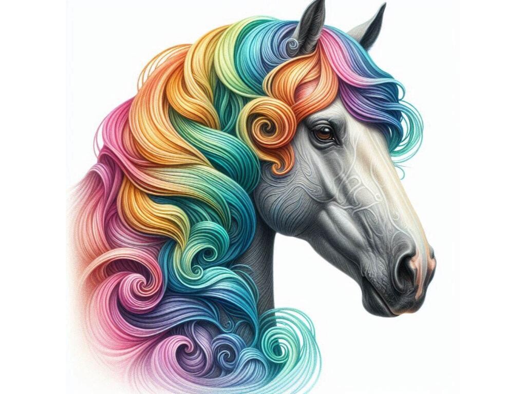 A Realistic Pastel Portrait of a Horse,