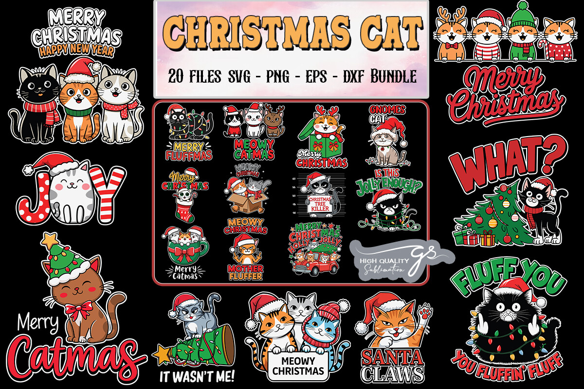 Christmas Cat SVG Bundle Graphic by Glamousita.Sublimation · Creative ...