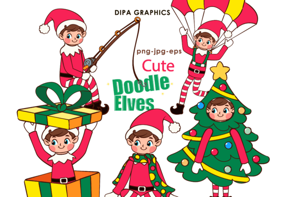 Cute Elves Doodles Graphic Illustrations By DIPA Graphics