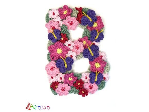 Flower Letter B Crochet Applique Pattern Graphic Crochet Patterns By Homeartist