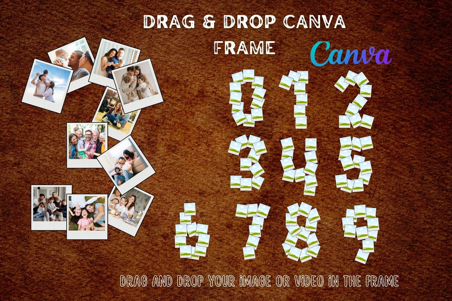 Polaroid Photo Numbers 0-9 Canva Frame Graphic by Digital Neverland ...