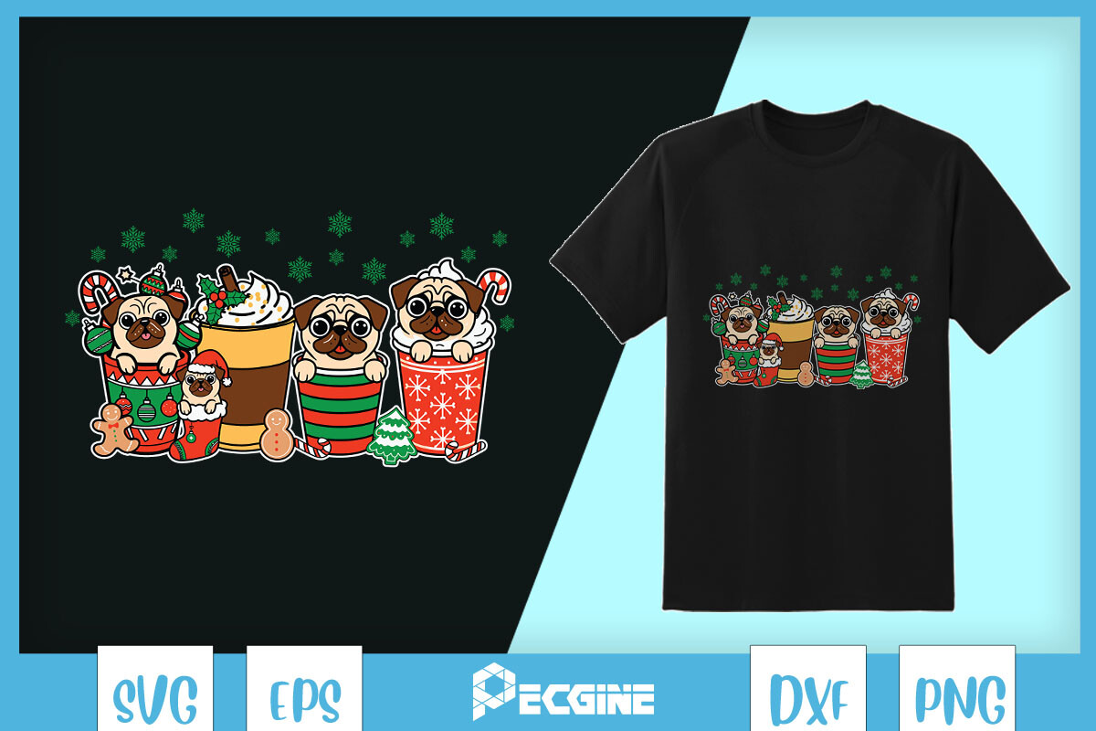 Pug Dog Christmas Coffee Dog SVG Graphic by Pecgine · Creative Fabrica