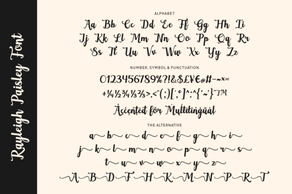 Rayleigh Paisley Font PNG with transparent background - Preview 1