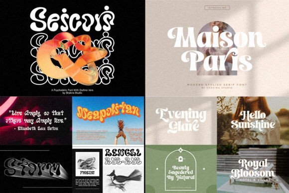Retro Bundle Collection Font PNG with transparent background - Preview 1