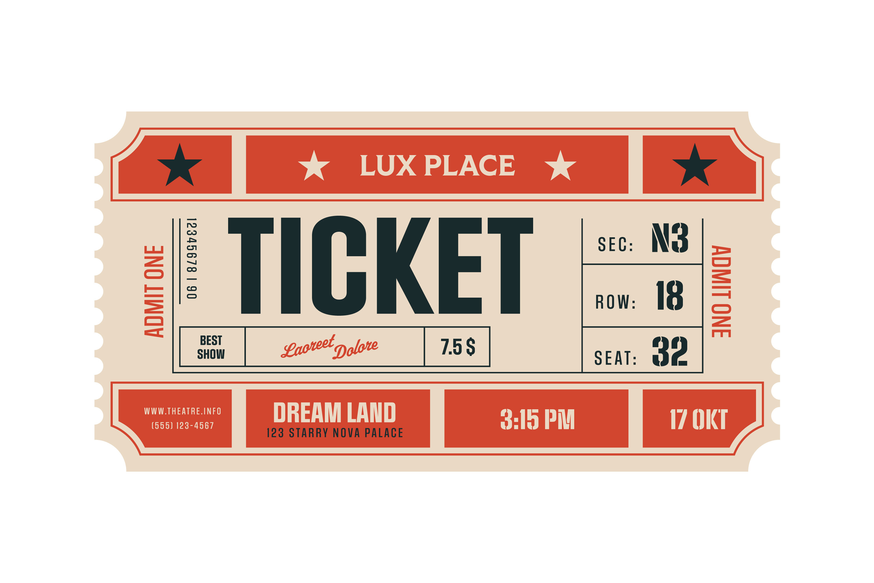 Retro Ticket Template for Print