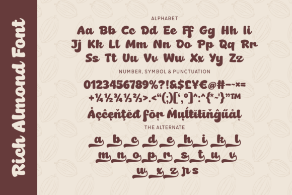 Rich Almond Font PNG with transparent background - Preview 1