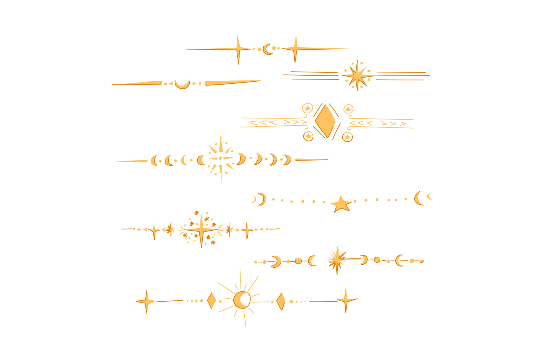 Celestial divider border set cartoon