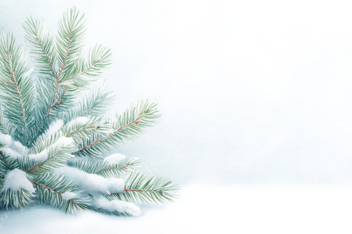 Snowy Pine Branch with Green Needles Graphic by Sun Sublimation ...