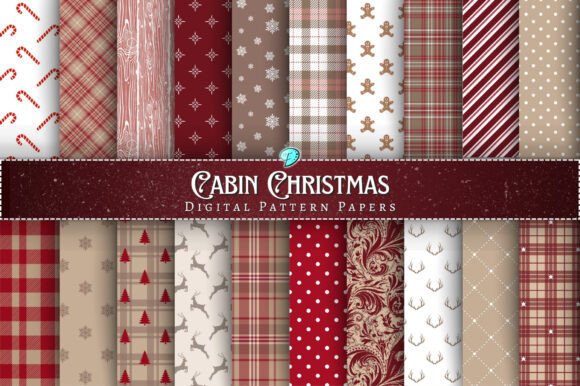 Cabin Christmas Seamless Pattern Papers