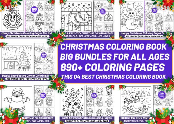 Christmas Coloring Book Big Bundle KDP