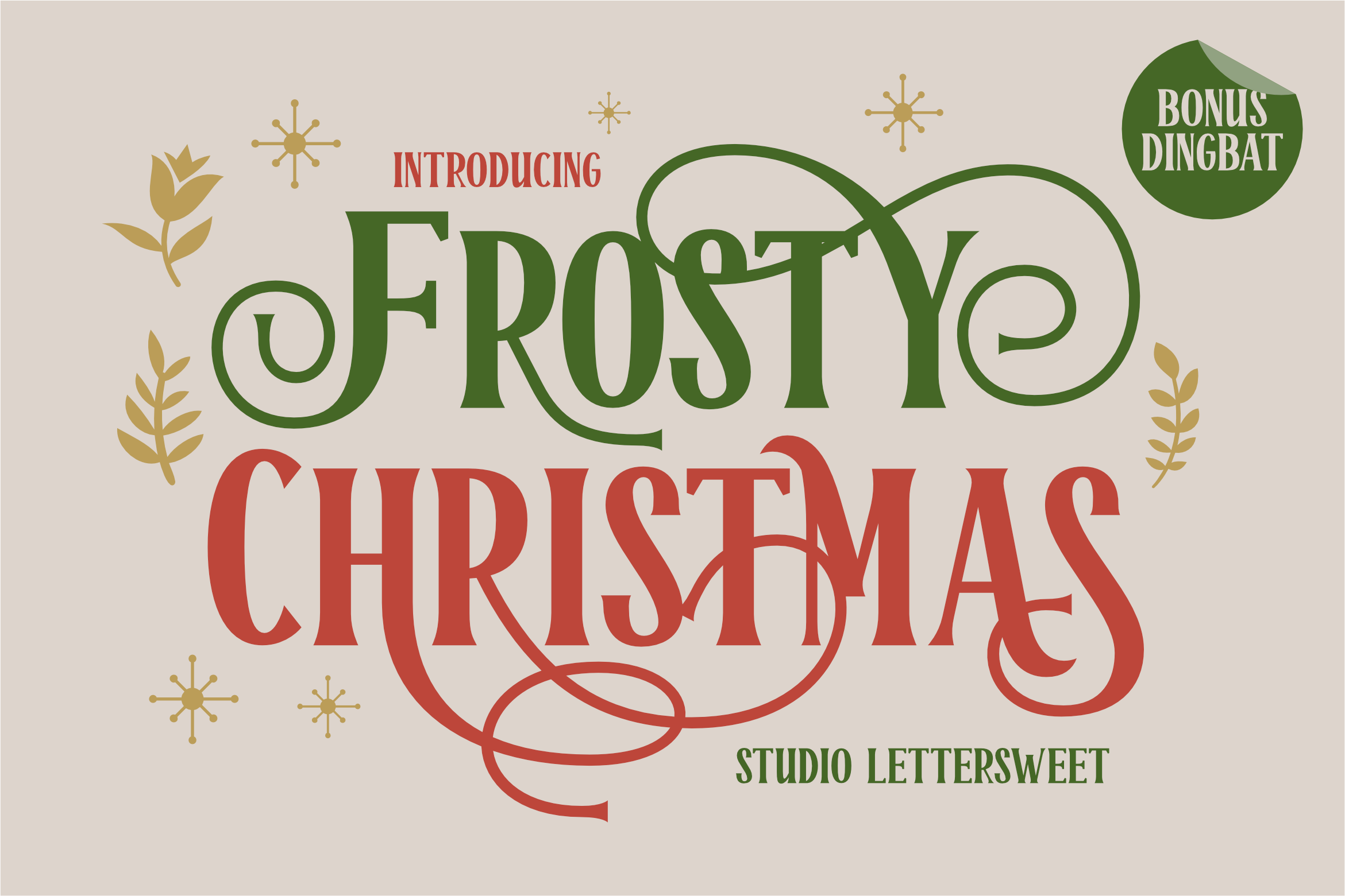 Frosty Christmas preview: swirls and vintage inspired serifs