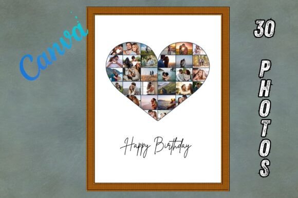 Heart Shape Canva Photo Collage Template