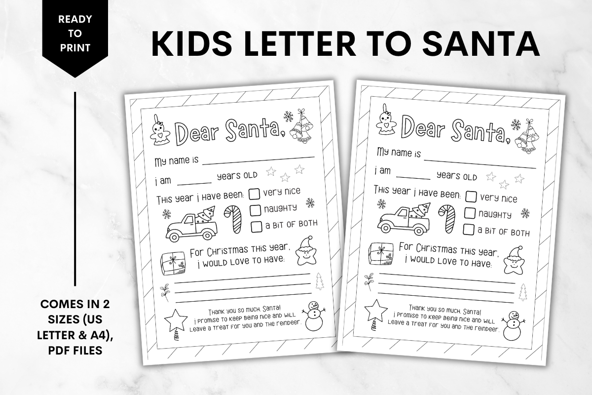 Kids Letter to Santa Coloring Page 2