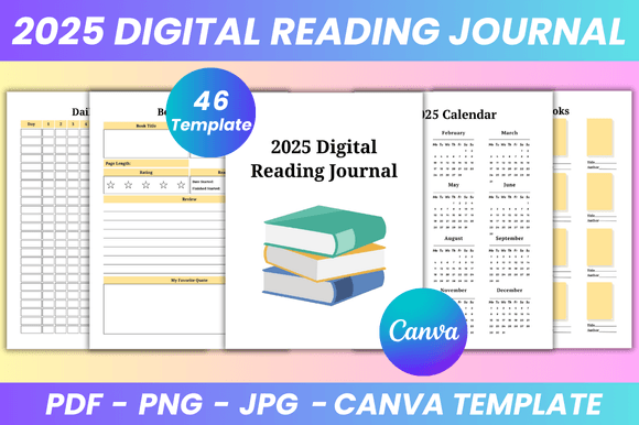 Digital Reading Journal Canva Kdp Graphics