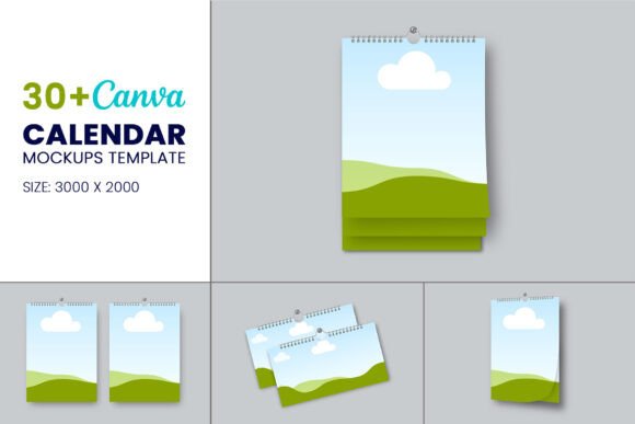Canva Frame Calendar Mockup Template with editable frames