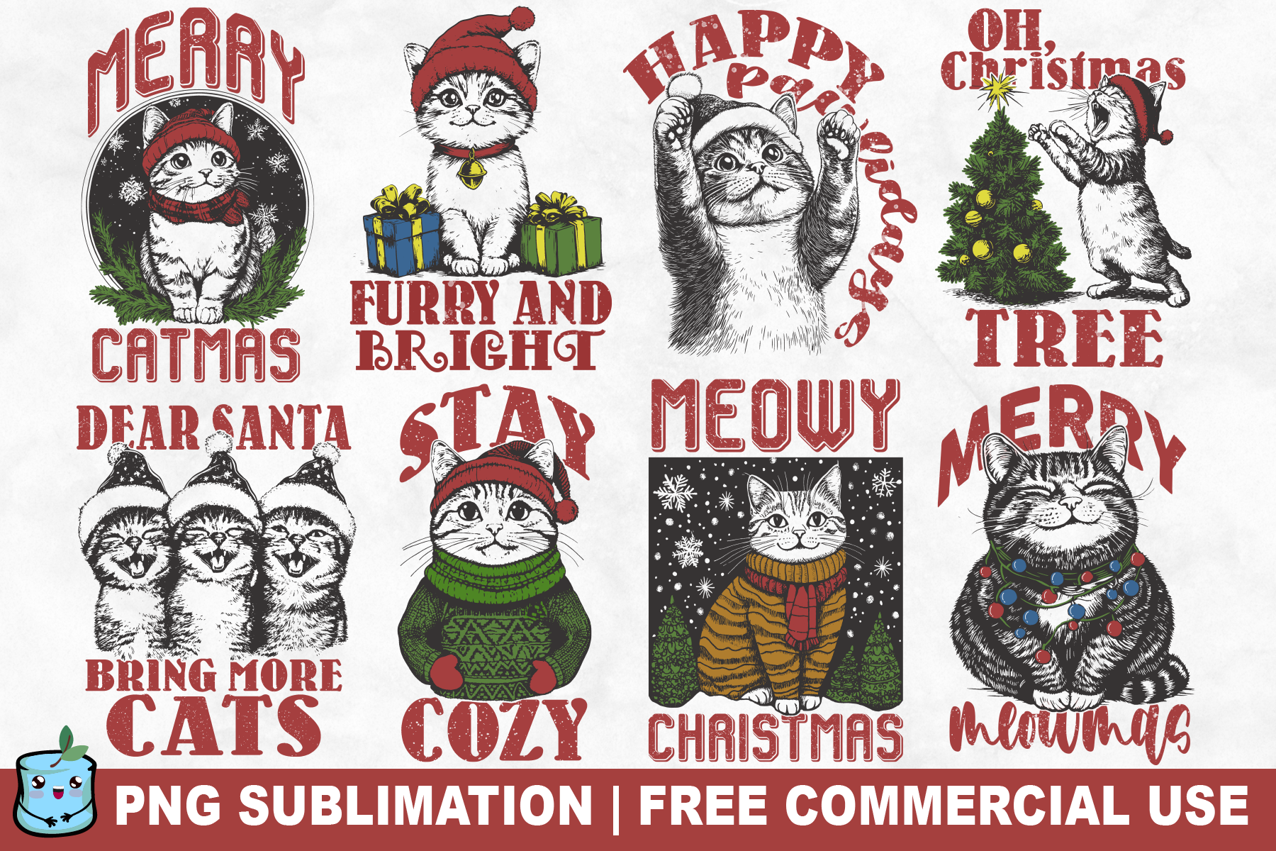 Christmas Cat Bundle Graphic by MintyMarshmallows · Creative Fabrica